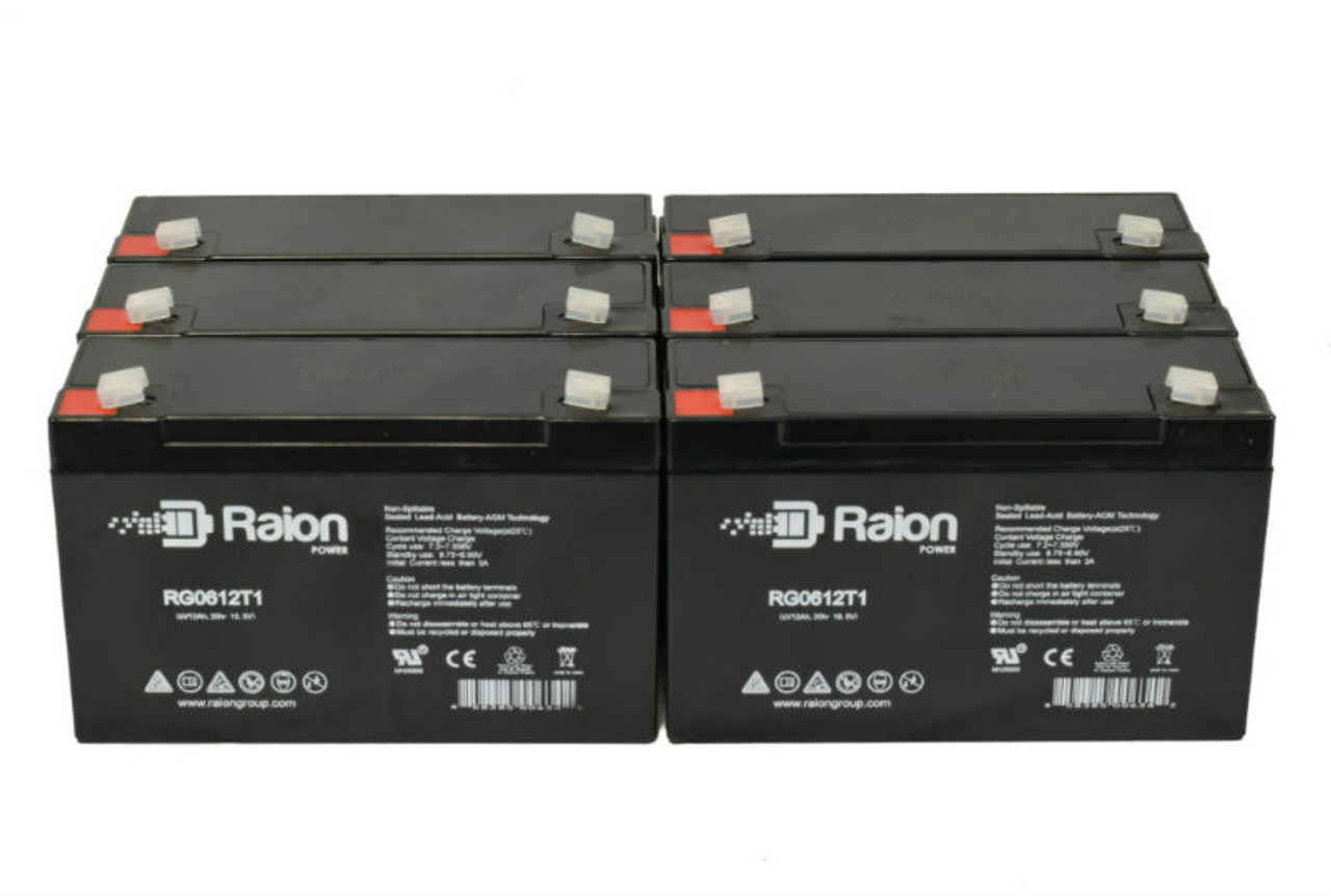 Raion Power RG06120T1 Replacement Emergency Light Battery for ELS 2SQ - 6 Pack