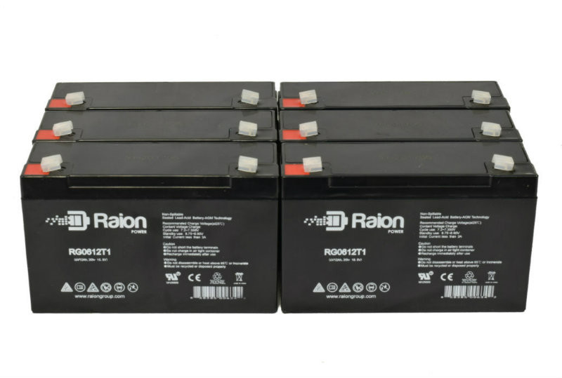 Raion Power RG06120T1 Replacement Emergency Light Battery for Sure-Lites 30 - 6 Pack