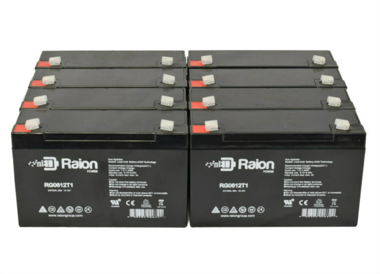 Raion Power RG06120T1 Replacement Emergency Light Battery for ELS Robot Jr - 8 Pack