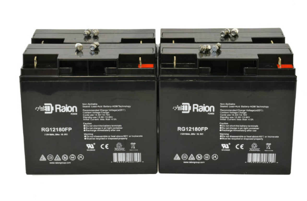 Raion Power Replacement RG12180FP 12V 18Ah Emergency Light Battery for Hubbell 12-582 - 4 Pack