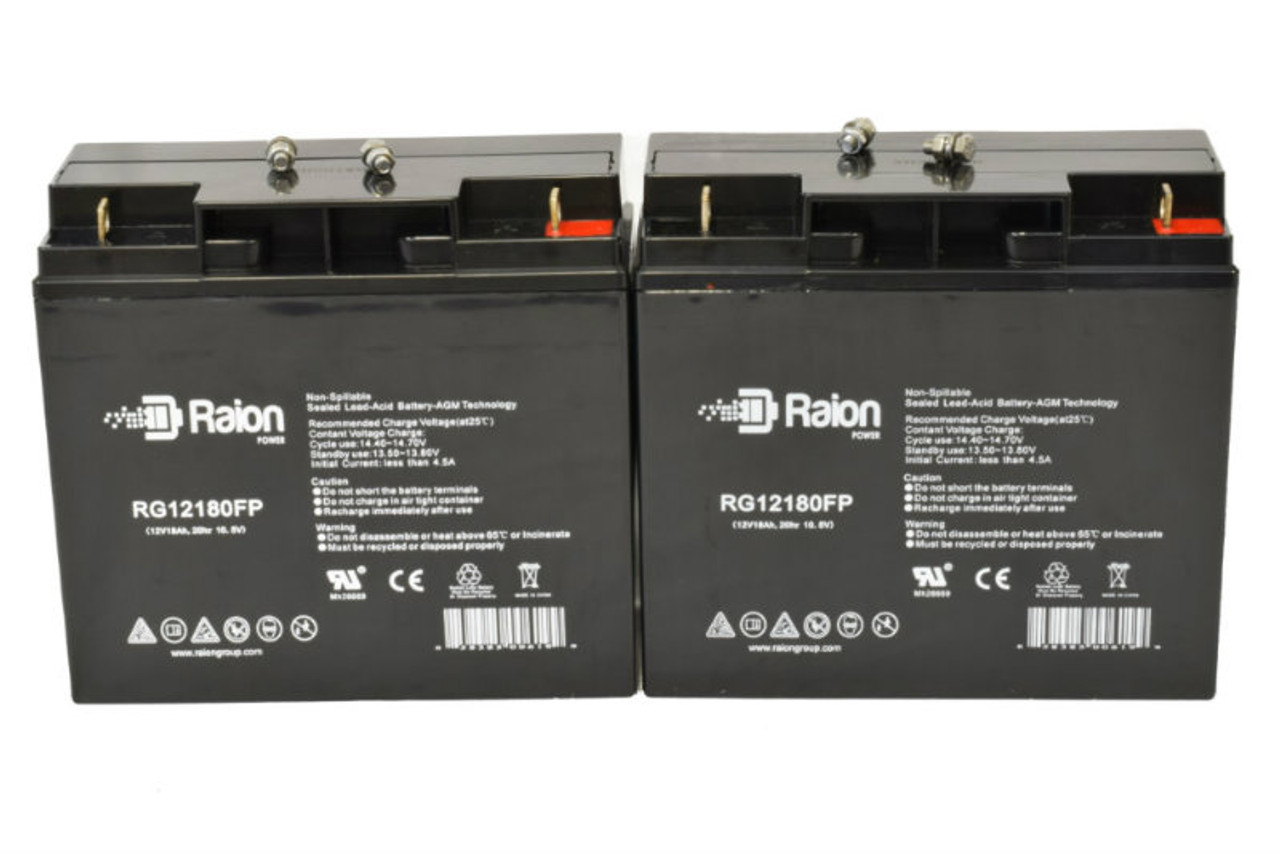 Raion Power Replacement 12V 18Ah Battery for Friendly Robotics Robomower RL800 Lawn Mower - 2 Pack