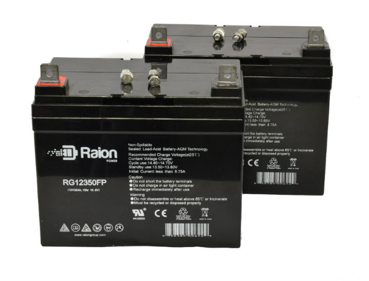Raion Power Replacement 12V 35Ah Lawn Mower Battery for Hustler 251K - 2 Pack