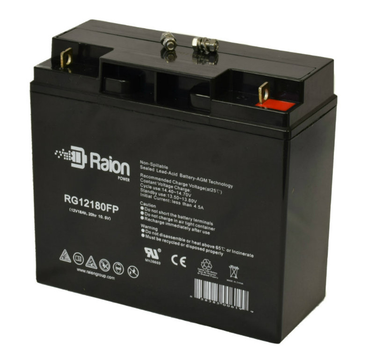 Raion Power RG12180FP 12V 18Ah Lead Acid Battery for Husky HSK012HD Jump Start System