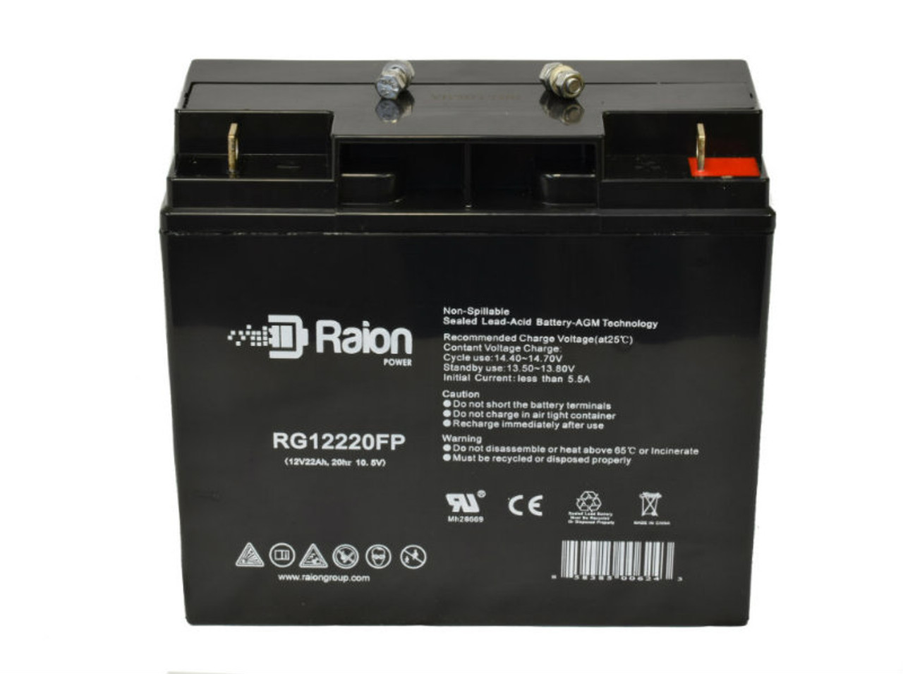 Raion Power RG12220FP 12V 22Ah Lead Acid Battery for Solar Truck Pac ES6000 3000 Peak Amp
