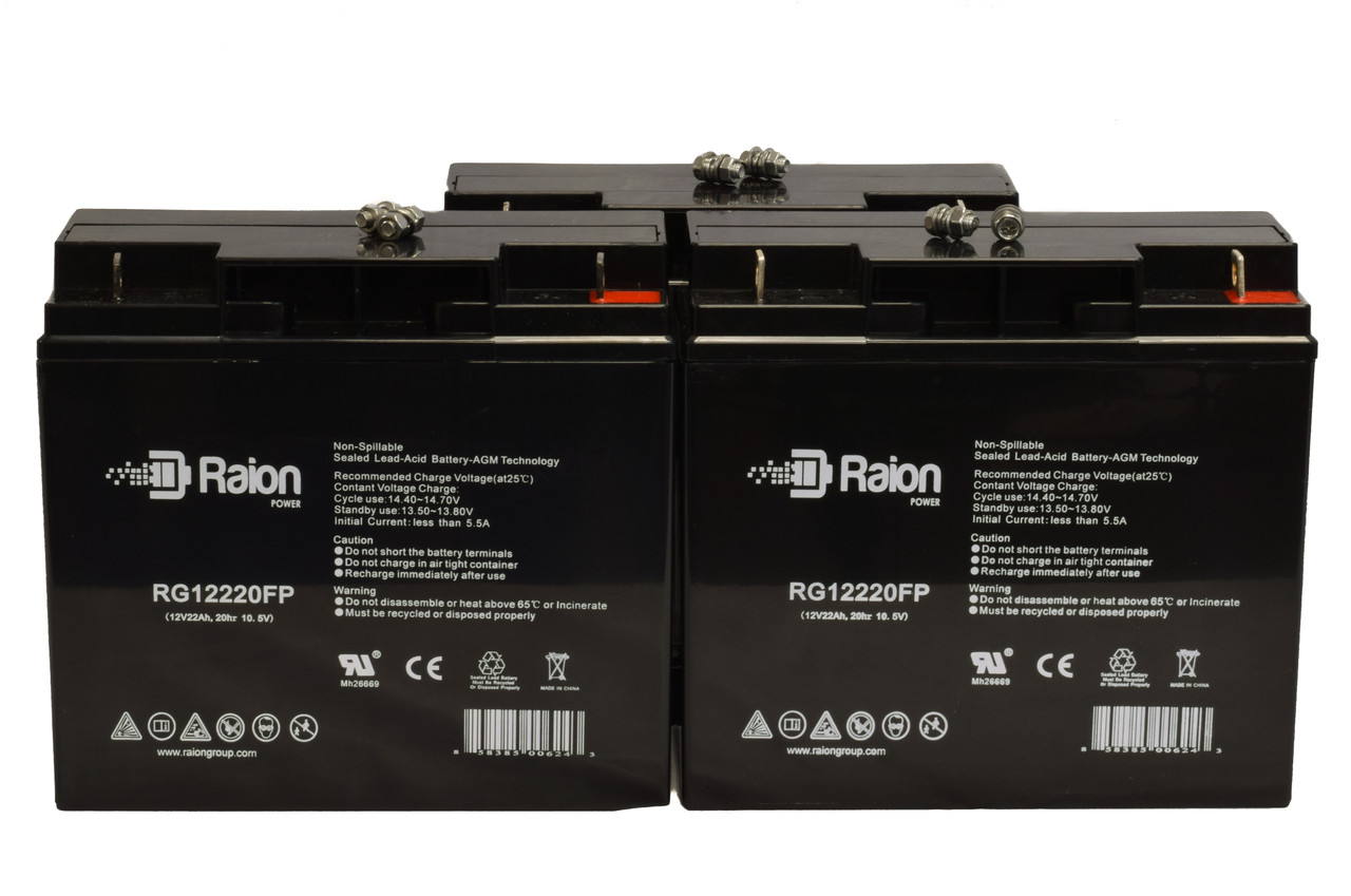 Raion Power Replacement 12V 22Ah Battery for Xantrex Technology XPower Powerpack 300 - 3 Pack