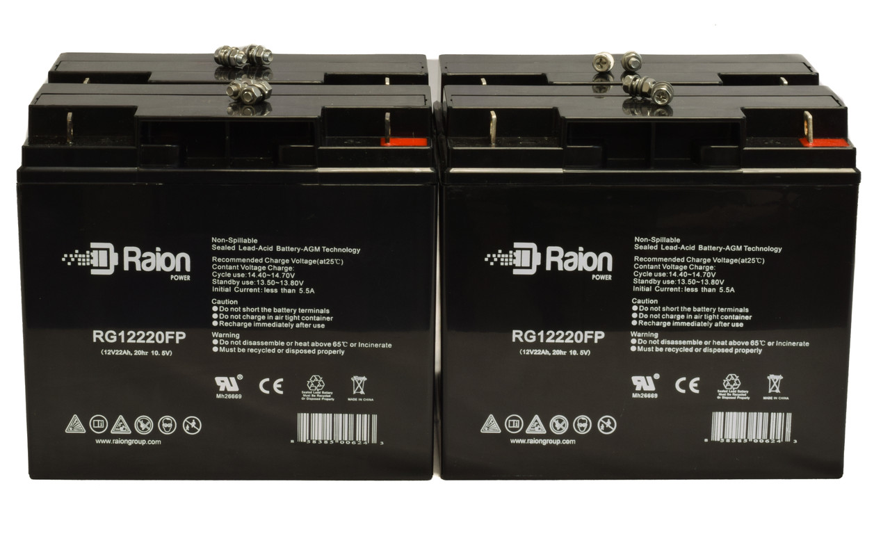 Raion Power Replacement 12V 22Ah Battery for DSR PSJ2212 DC Power Source 2200 Peak Amps - 4 Pack