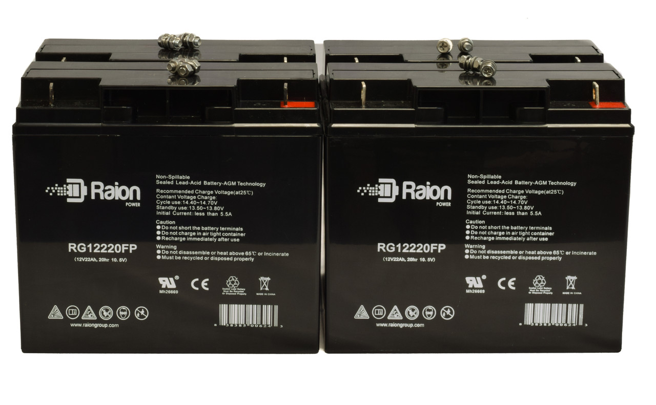 Raion Power Replacement 12V 22Ah Battery for Solar Booster Pac ES2500 1100 Peak Amp - 4 Pack