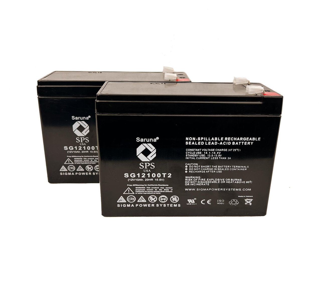 Raion Power 12V 10Ah Lead Acid Replacement Battery for HCF Pacelite 701 - 2 Pack