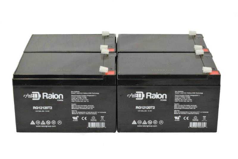 Raion Power 12V 12Ah Non-Spillable Compatible Replacement Battery for MotoTec Velocifero Mad 1600W - (4 Pack)