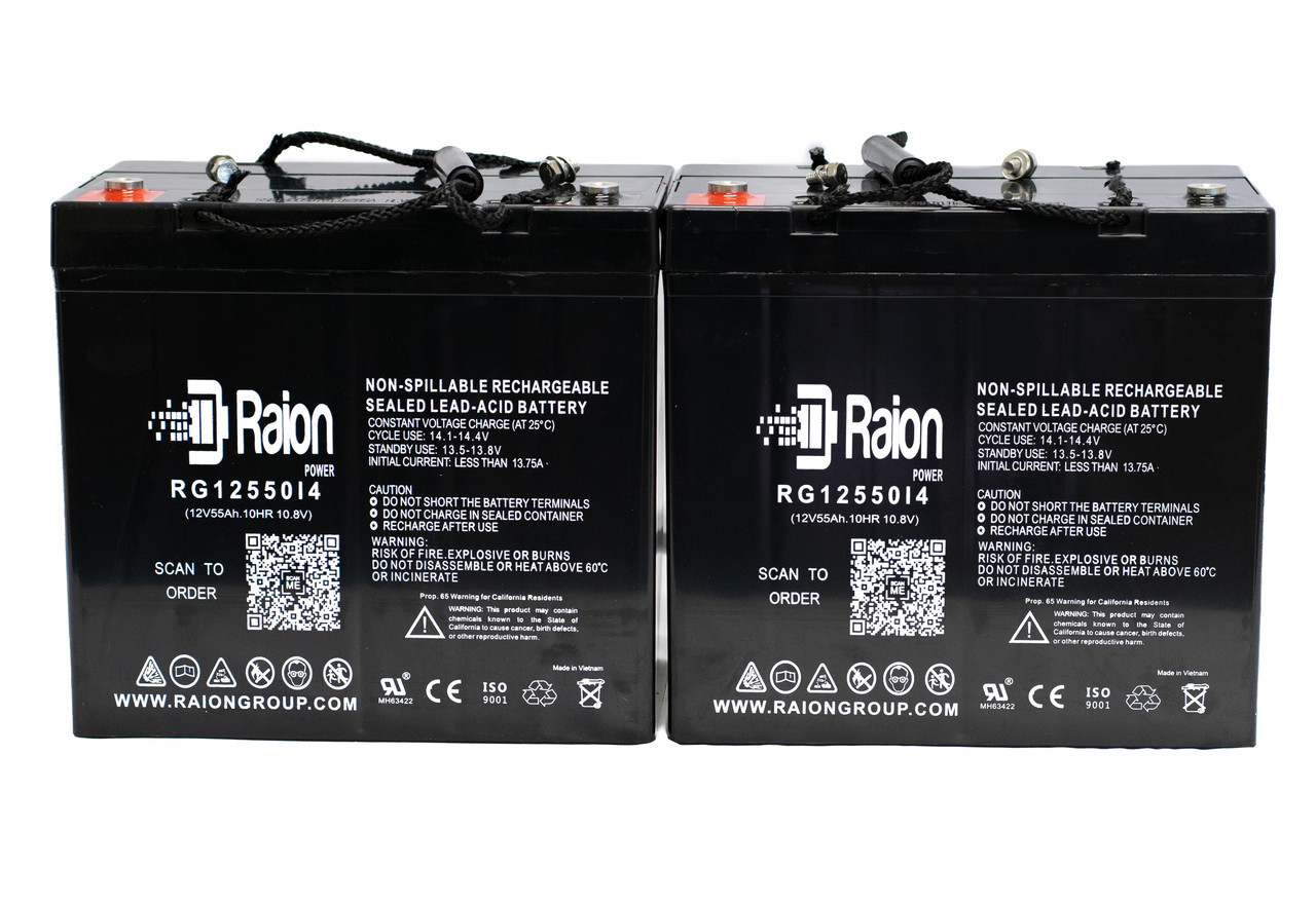 Raion Power Replacement 12V 55Ah Battery for Daymak Rickshaw King 950W - 2 Pack