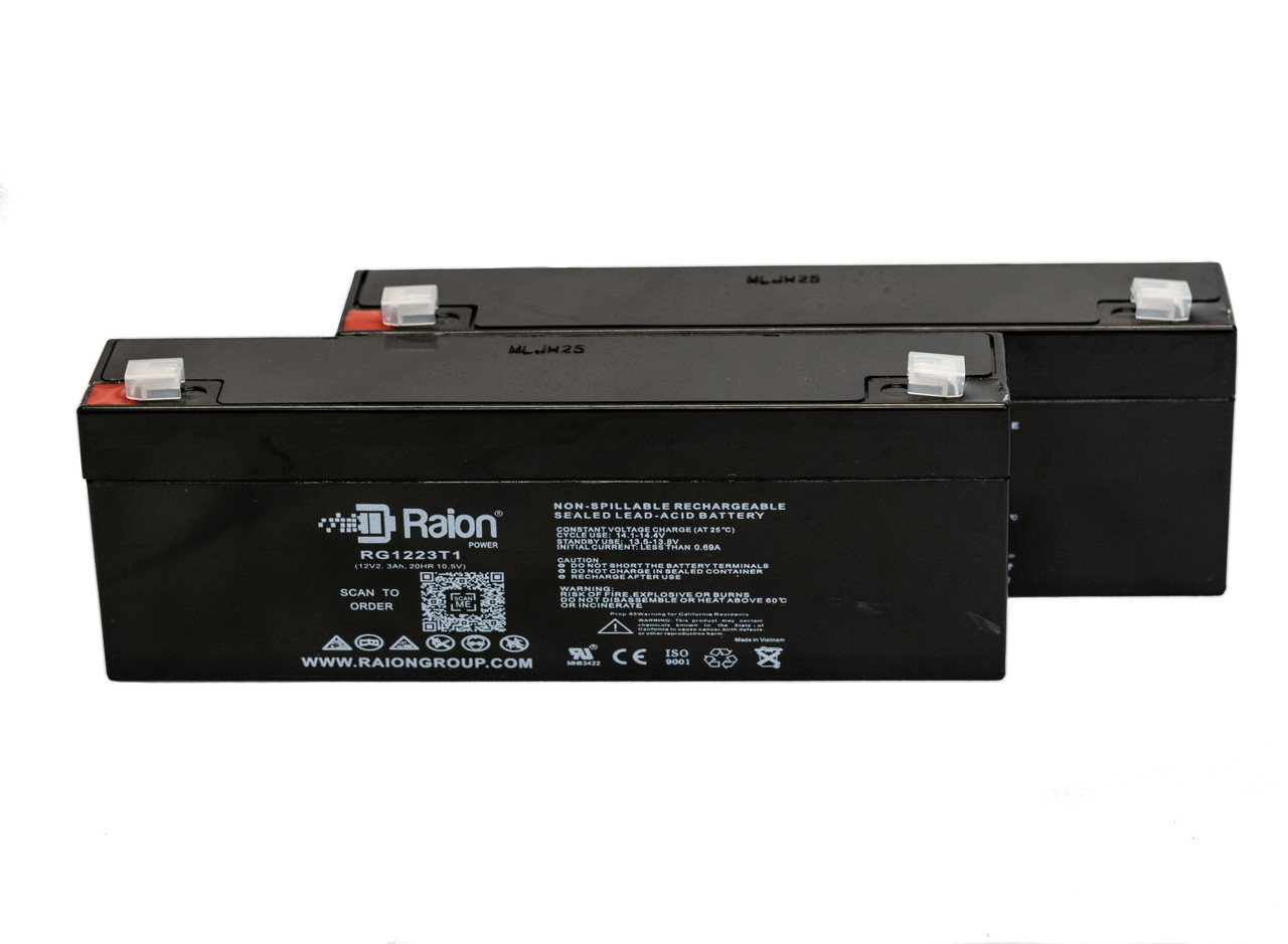 Raion Power 12V 2.3Ah RG1223T1 Replacement Medical Battery for Novametrix 505 Pulse Oximeter - 2 Pack