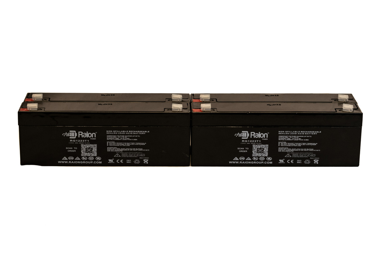 Raion Power 12V 2.3Ah RG1223T1 Replacement Medical Battery for Fluke Biomedical Impulse 4000 - 4 Pack