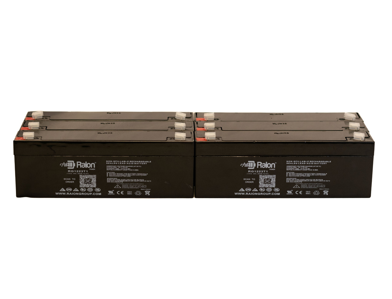 Raion Power 12V 2.3Ah RG1223T1 Replacement Medical Battery for Elmed PSO 100 Pulseoximeter - 6 Pack
