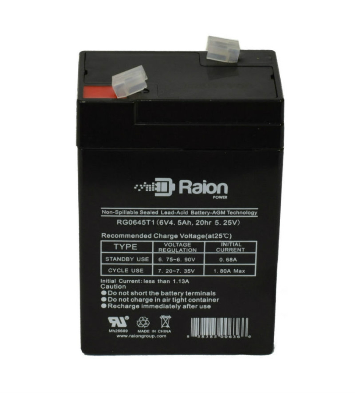 Raion Power RG0645T1 Replacement Battery Cartridge for BatteryMart SLA-6V4-5