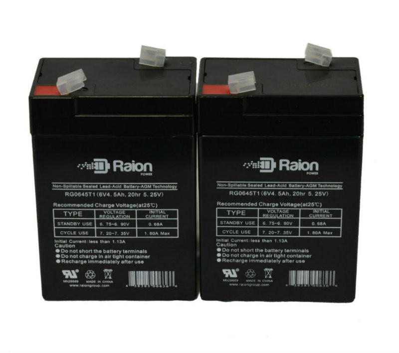Raion Power 6 Volt 4.5Ah RG0645T1 Replacement Battery for Motoma MS6V4R - 2 Pack