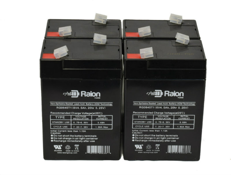Raion Power 6 Volt 4.5Ah RG0645T1 Replacement Battery for Gaston GT6-4.2 - 4 Pack