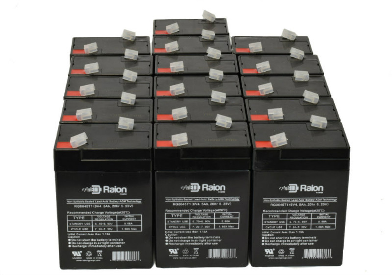 Raion Power 6 Volt 4.5Ah RG0645T1 Replacement Battery for Kung Long WP4.5-6 - 16 Pack