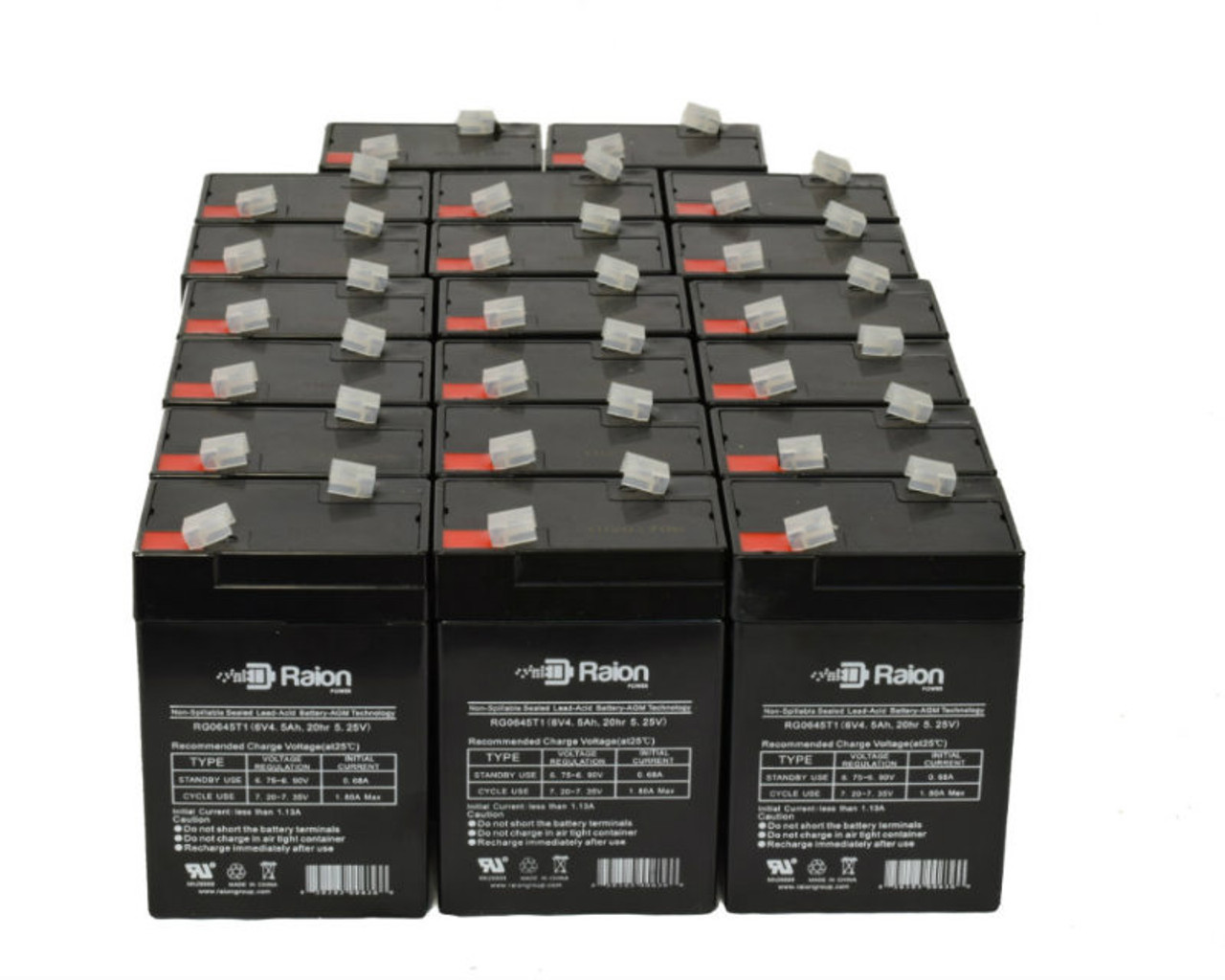 Raion Power 6 Volt 4.5Ah RG0645T1 Replacement Battery for Zibak ZP4.5-6 - 20 Pack