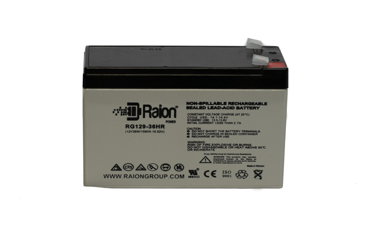 Raion Power RG129-36HR Replacement High Rate Battery Cartridge for Alpha Technologies Alpha 01000036-001 MPS12-100
