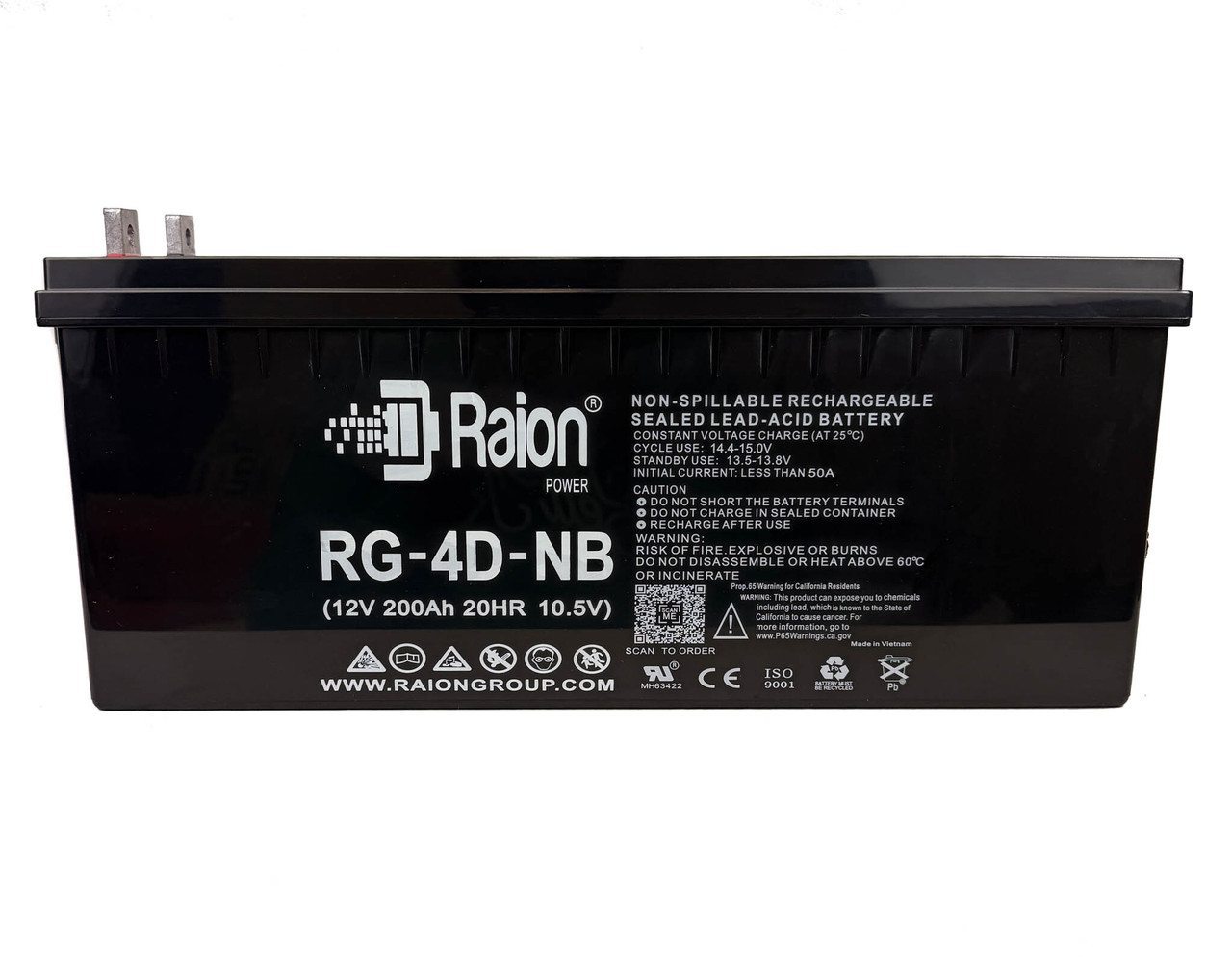 Raion Power RG-4D-NB 12V 200Ah AGM Compatible Battery for {X{