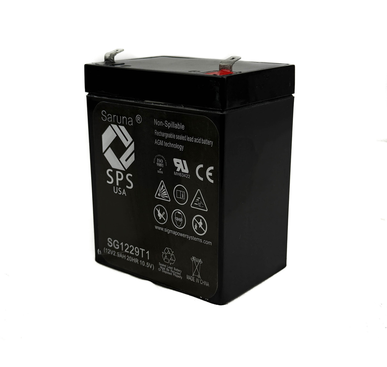 Raion Power RG1229T1 12V 2.9Ah Replacement UPS Battery Cartridge for Power-Sonic PS-1227