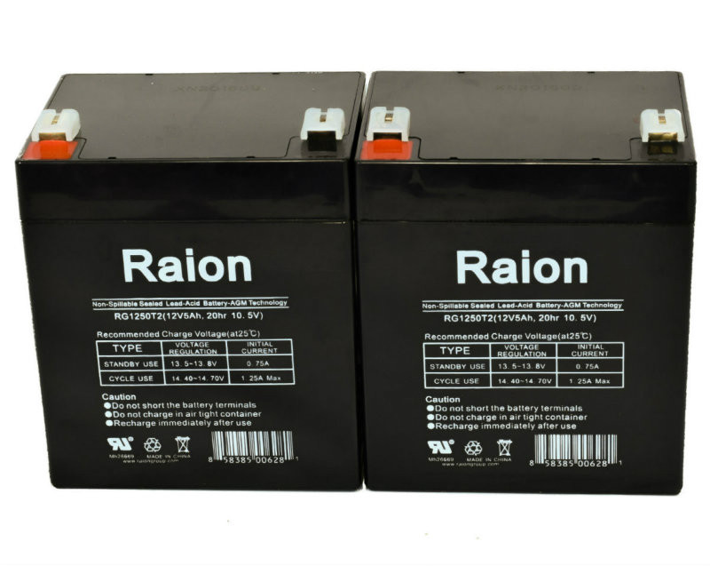 Raion Power RG1250T1 Replacement Battery for Talkaphone Area of Rescue AOR-16 Command - (2 Pack)