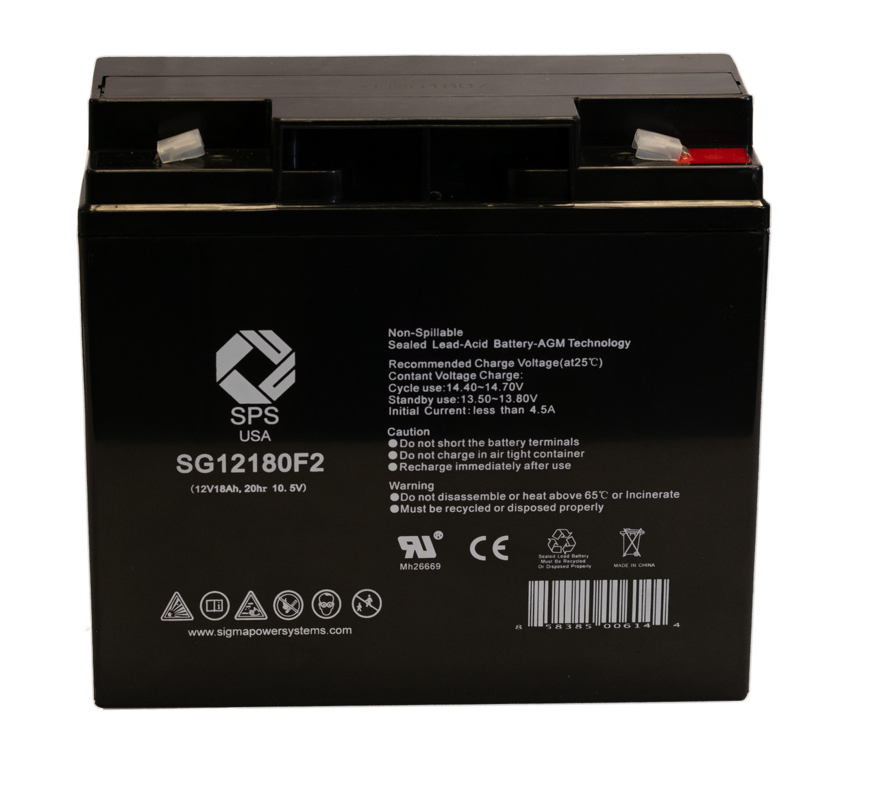 Raion Power RG12180T2 12V 18Ah Non-Spillable Battery for Hubbell GAI-Tronics GAI-Tronics XB001