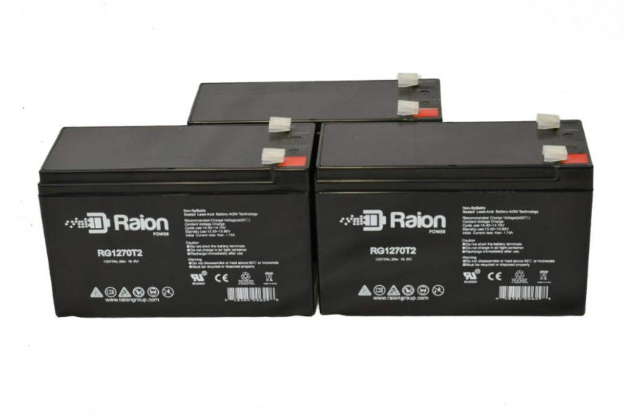 Raion Power Replacement 12V 7Ah Battery for Sentry Battery PM1270-F1 - 3 Pack