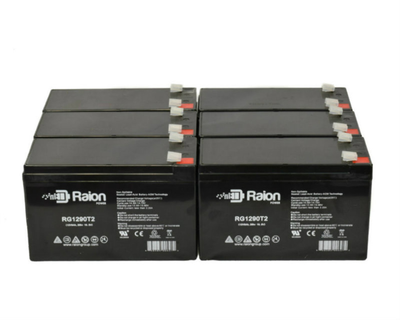 Raion Power Replacement 12V 9Ah Battery for Kung Long WP8-12E - 6 Pack