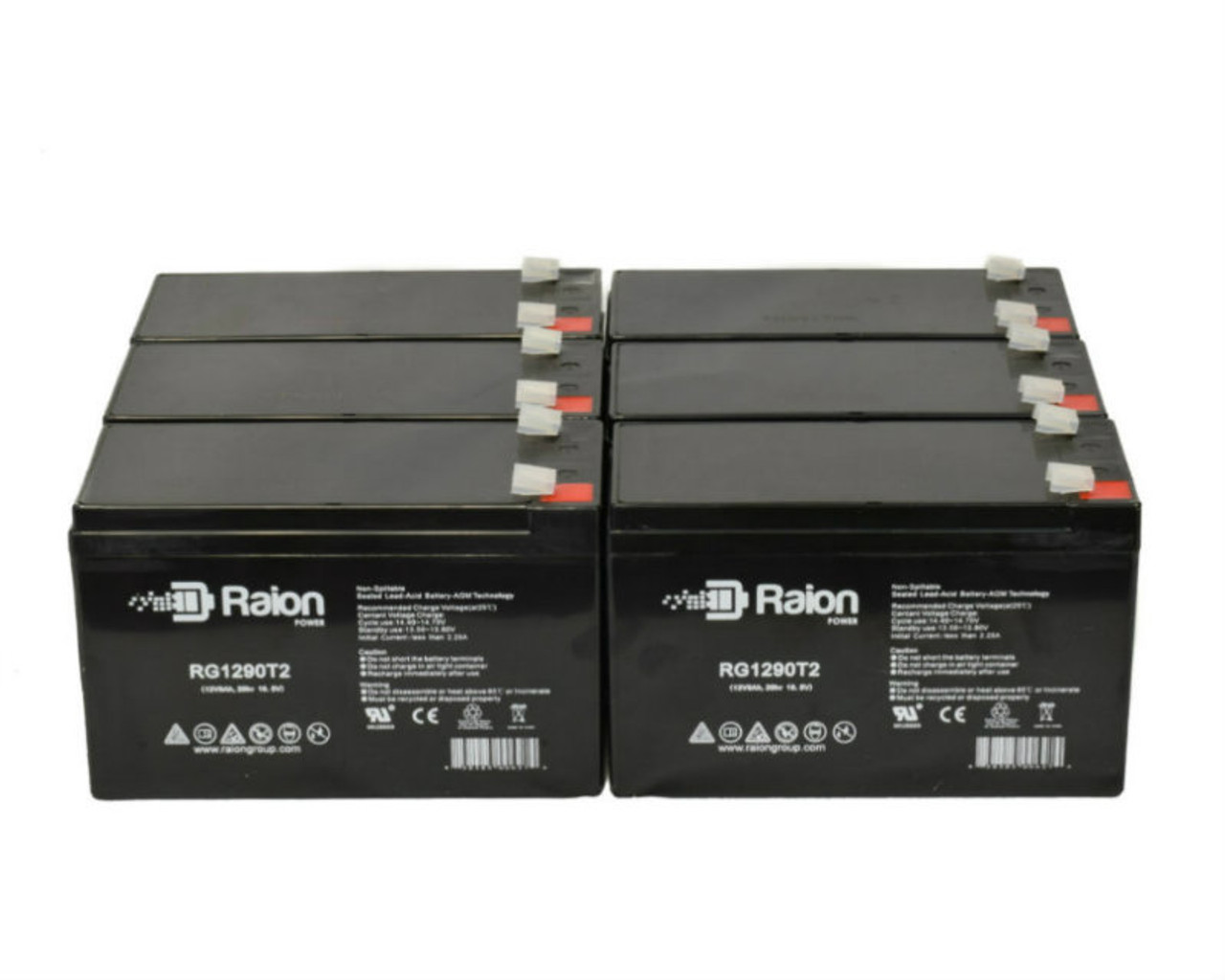 Raion Power Replacement 12V 9Ah Battery for B&B Battery BP8-12 - 6 Pack