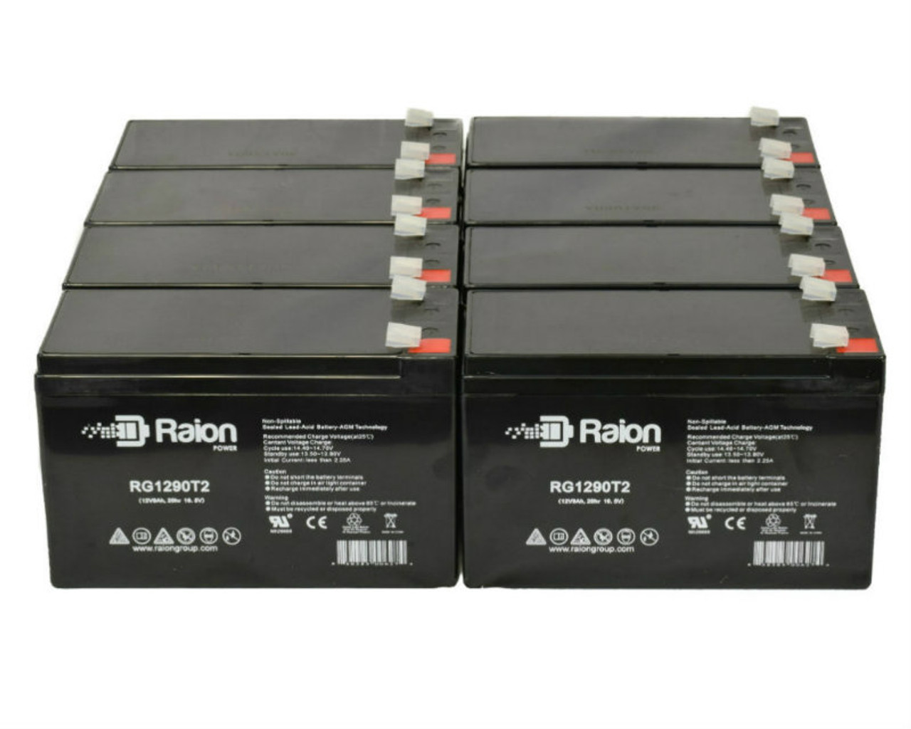 Raion Power Replacement 12V 9Ah Battery for Ritar RT1280H-F2 - 8 Pack