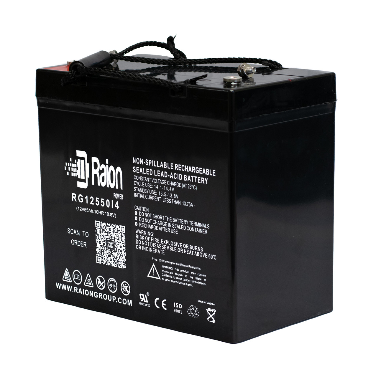 Raion Power Replacement 12V 55Ah Battery for IBT Technologies BT55-12HC - 1 Pack
