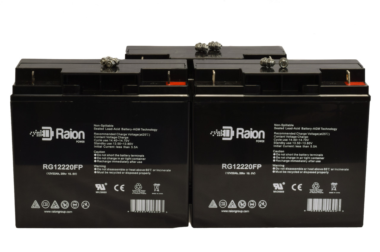 Raion Power Replacement 12V 22Ah Battery for Clore Automotive ES5000 Jump Starter - 3 Pack