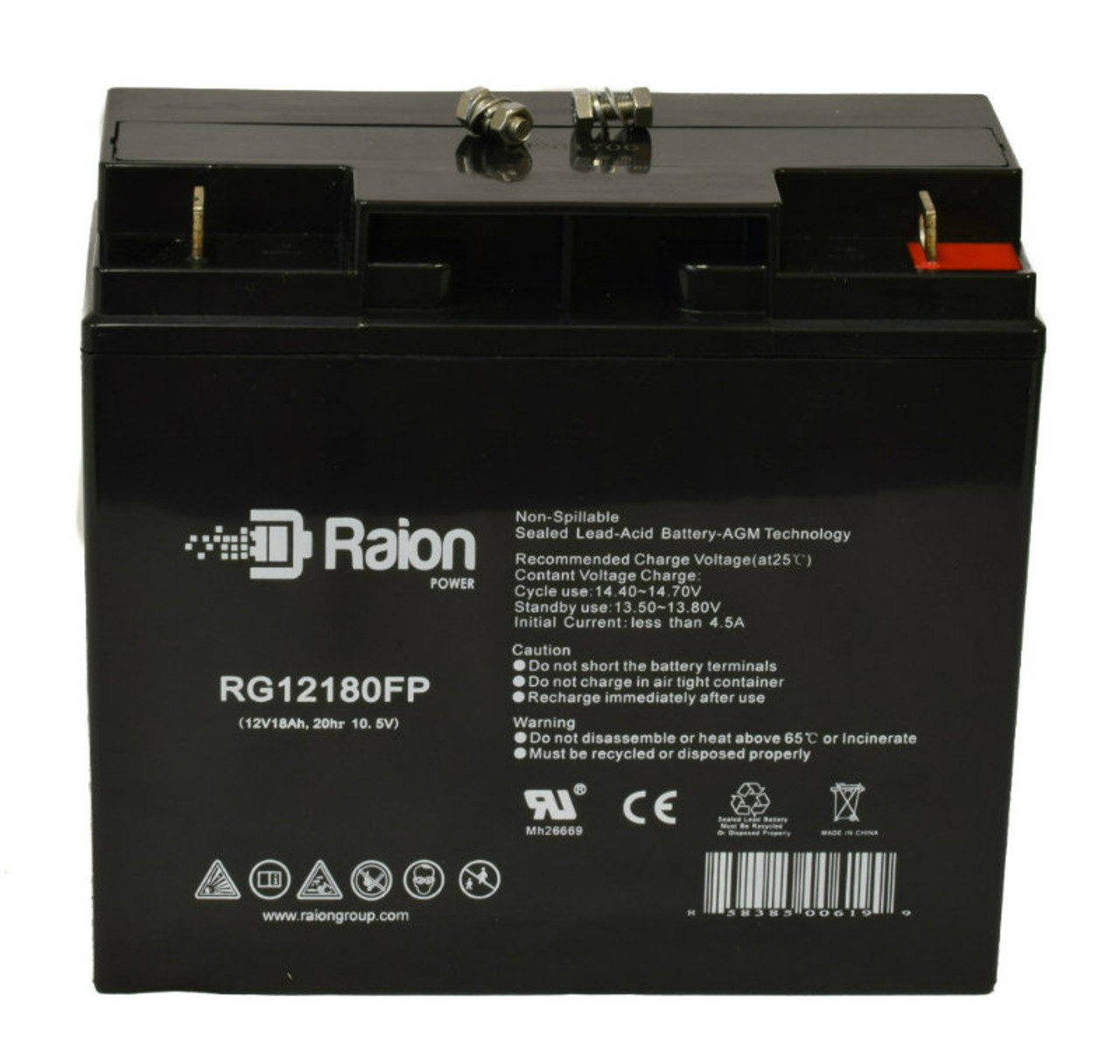 Raion Power RG12180FP 12V 18Ah Lead Acid Battery for Schumacher DSR Model IP-1800I 950 Peak Amps