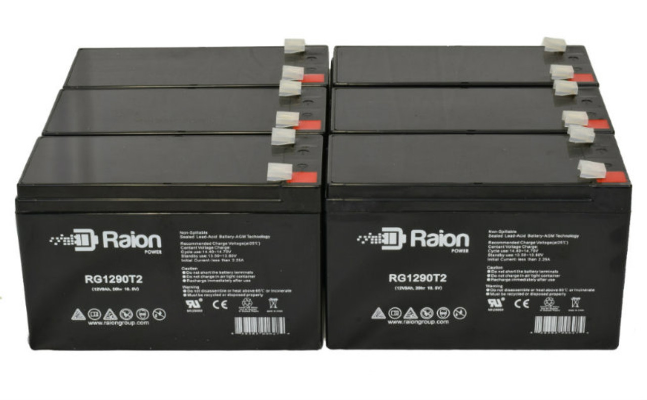 Raion Power Replacement 12V 9Ah Fire Alarm Control Panel Battery for Potter Electric BT-80 - 6 Pack