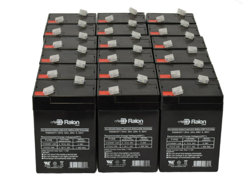 Raion Power RG0645T1 6V 4.5Ah Replacement Medical Equipment Battery for Mcgaw 2001 Intell Pump/Infusor - 18 Pack
