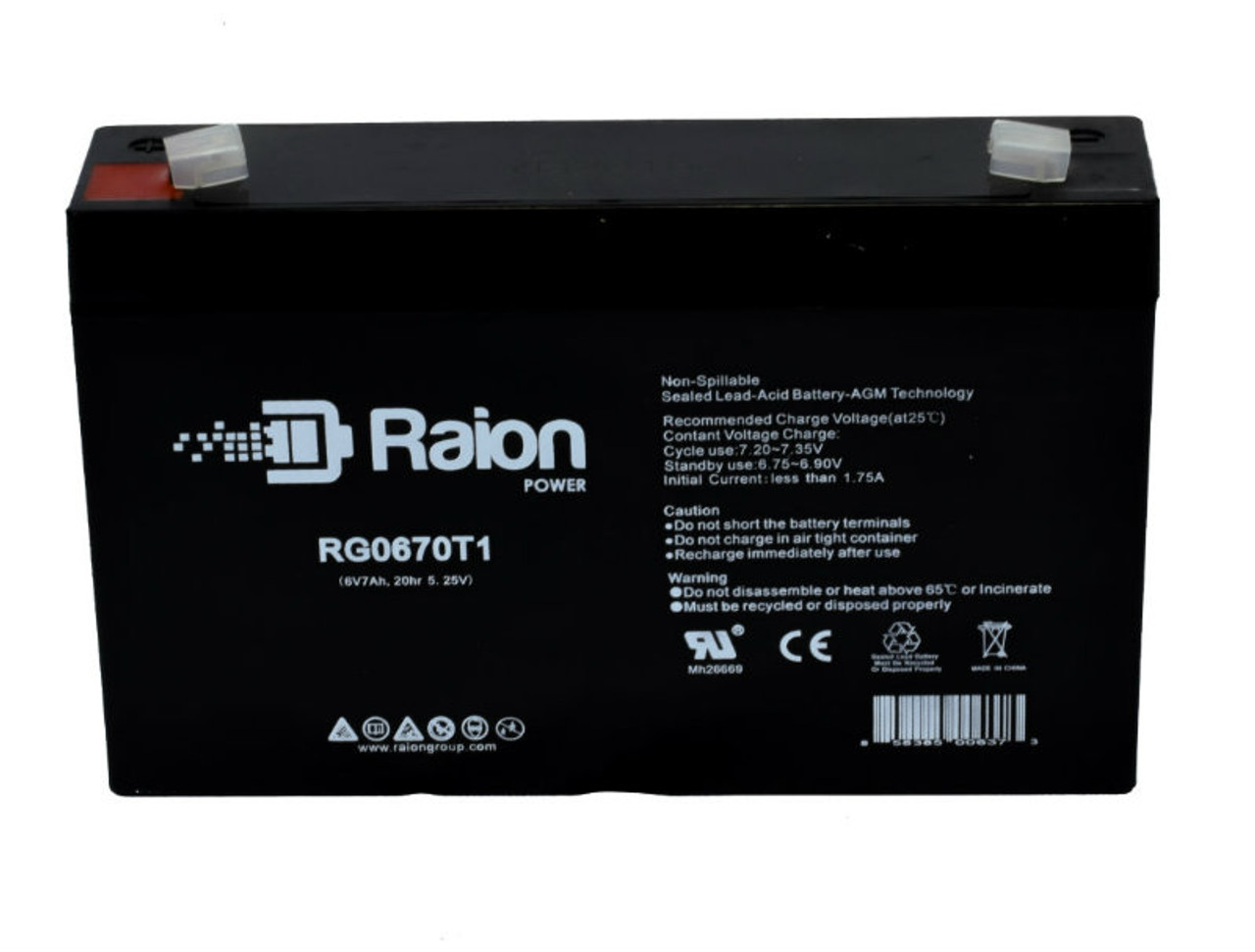 Raion Power RG0670T1 Replacement Battery Cartridge for Pace Tech Inc. 911 STC MINIPACK ECG MONITOR