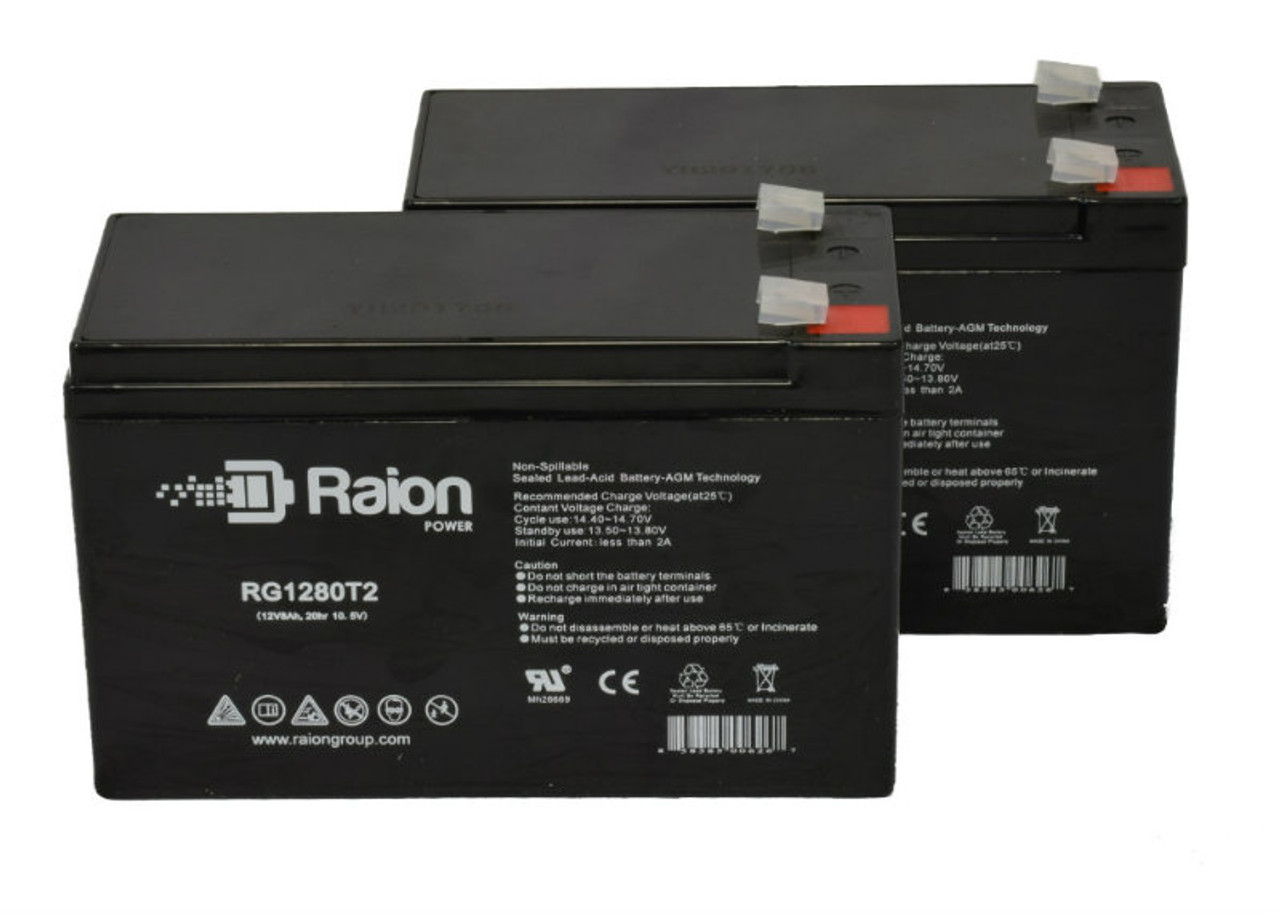 Raion Power Replacement 12V 8Ah RG1280T2 Battery for Mennen Medical Cardiac Output Mon - 2 Pack