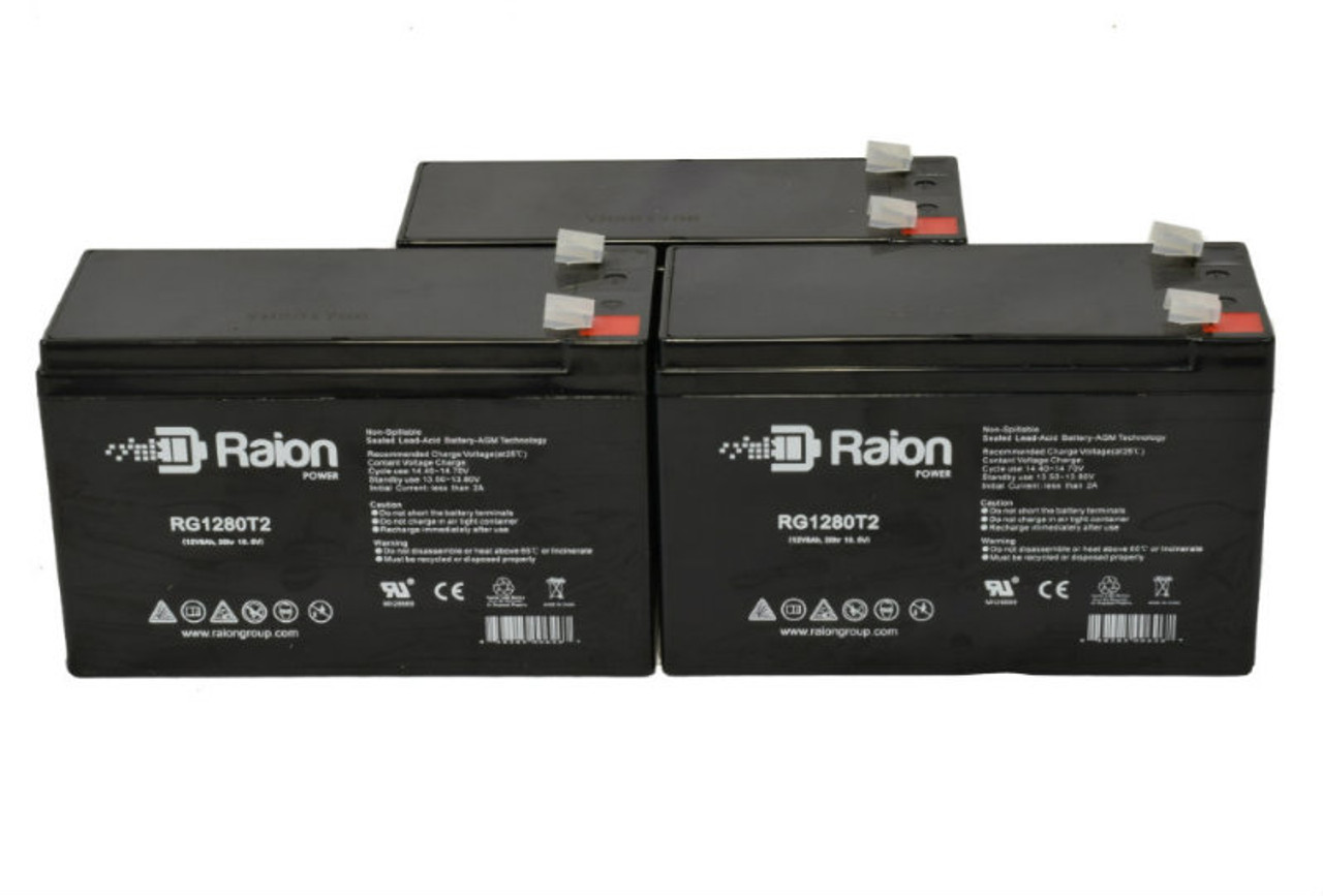 Raion Power Replacement 12V 8Ah RG1280T2 Battery for Mennen Medical Cardiac Output Mon - 3 Pack