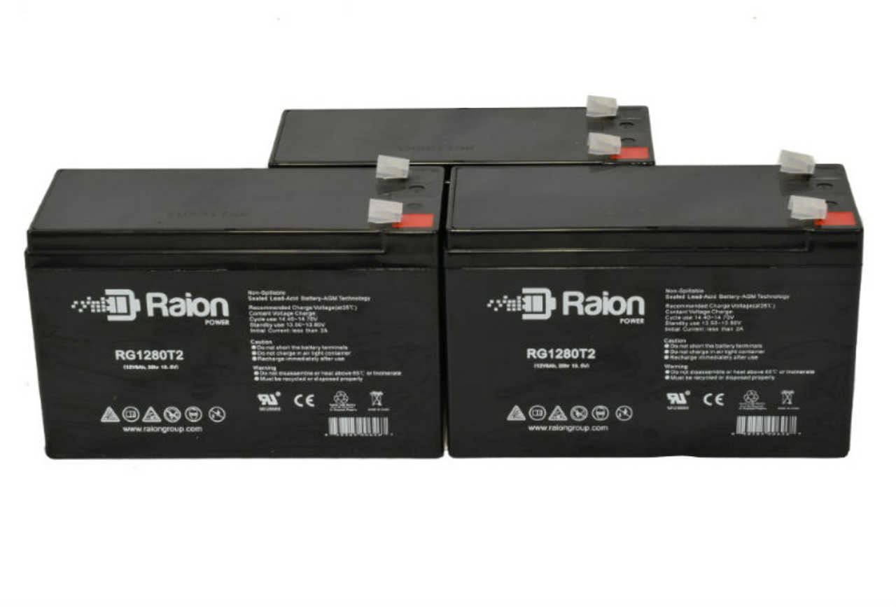 Raion Power Replacement 12V 8Ah RG1280T2 Battery for Arrow International Cardiac 7350 - 3 Pack