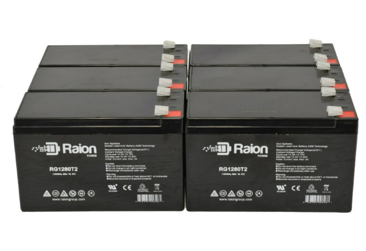 Raion Power Replacement 12V 8Ah RG1280T2 Battery for Arrow International Cardiac 7350 - 6 Pack