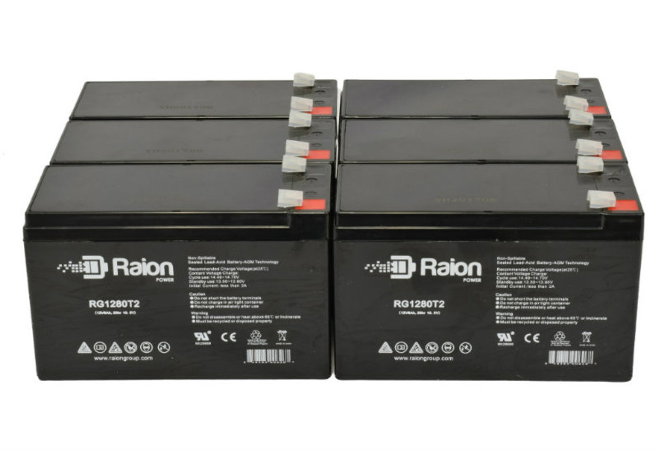 Raion Power Replacement 12V 8Ah RG1280T2 Battery for Critikon 7350 Cardiac - 6 Pack