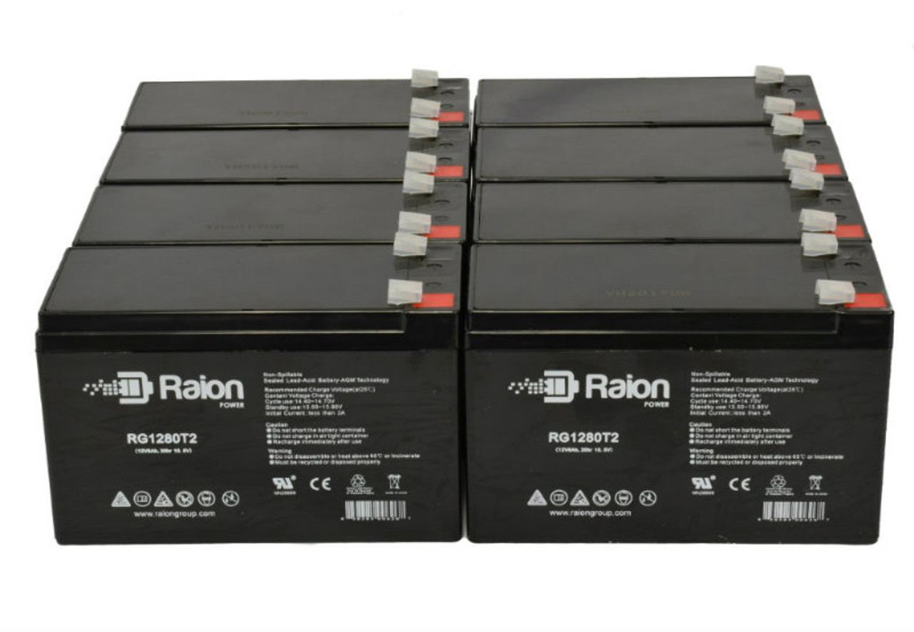Raion Power Replacement 12V 8Ah RG1280T2 Battery for Gould Physiological Mon. - 8 Pack