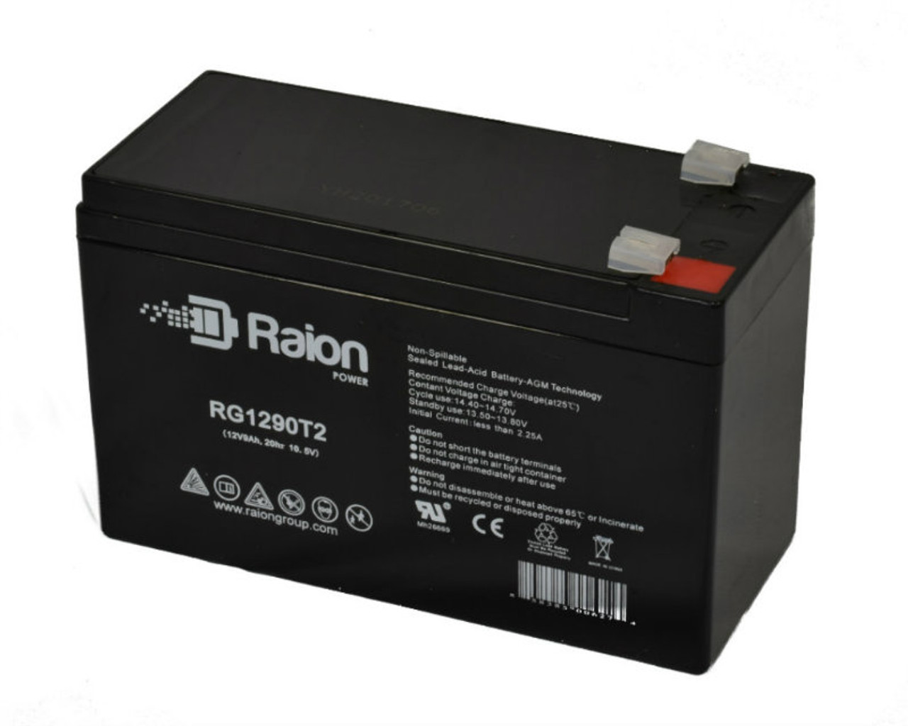 Raion Power RG1290T2 12V 9Ah AGM Battery for Sealed Lead Acid 12 Volt 9 Amp F2