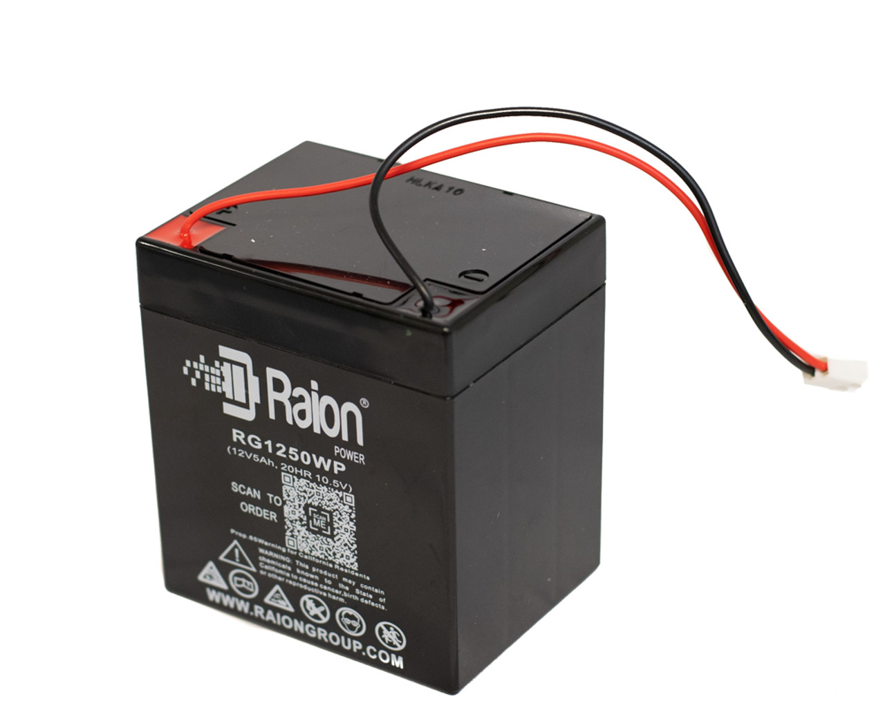 Raion Power 12 Volt 5Ah SLA Battery With Wire Plug Harness For Liftmaster 3800