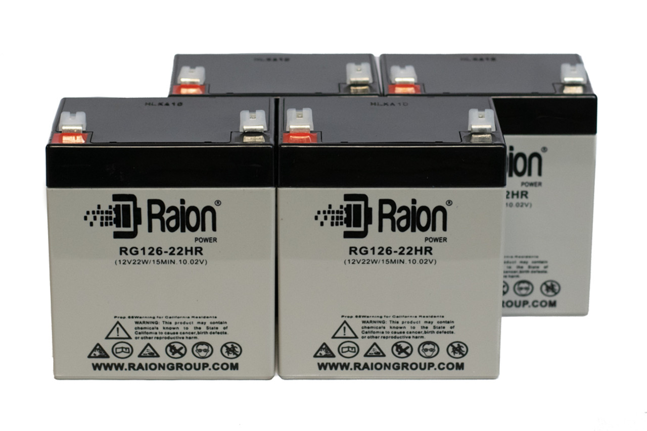 Raion Power RG126-22HR 12V 5.5Ah Replacement UPS Battery Cartridge for ONEAC ON1500XAU-SN - 4 Pack