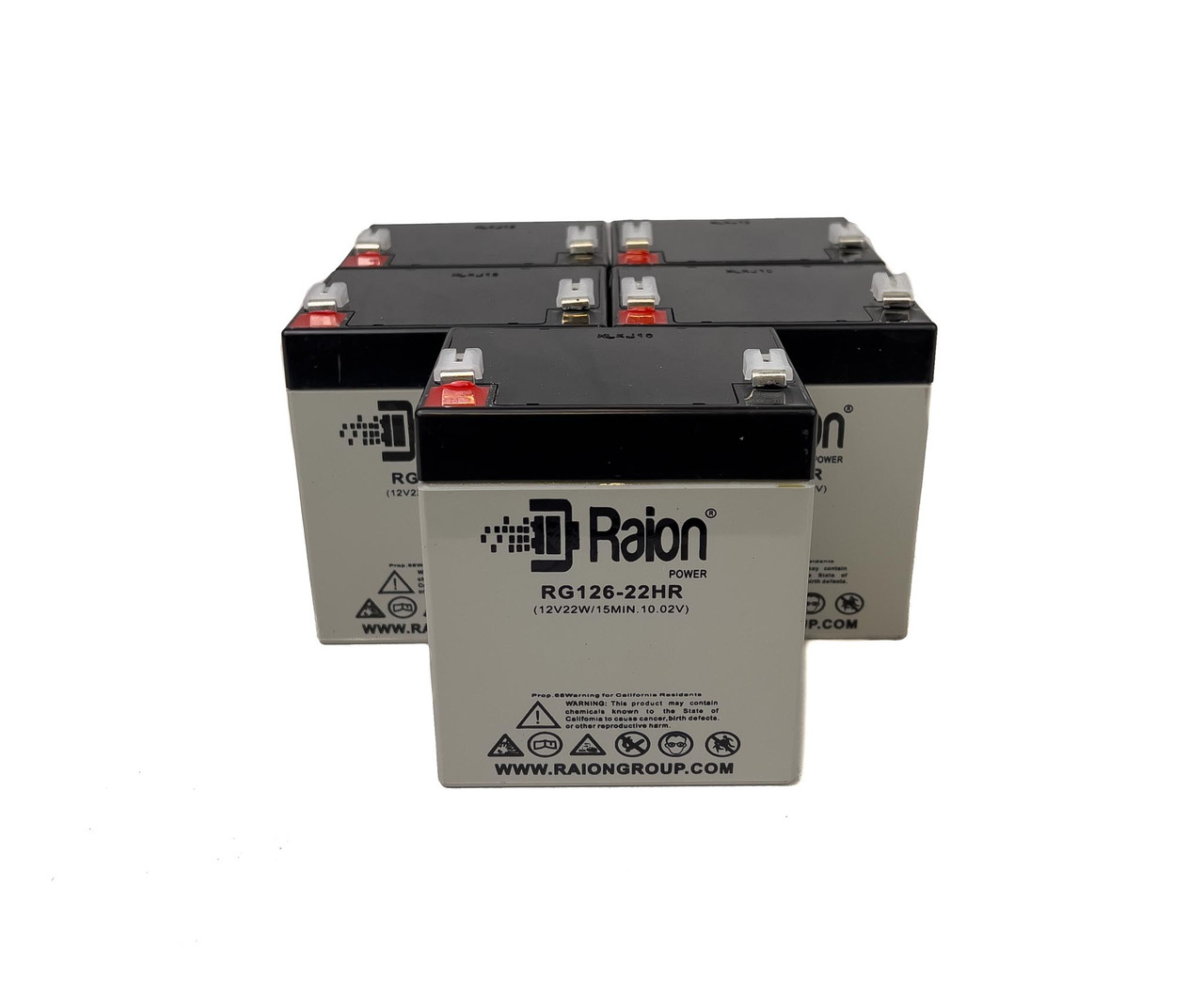 Raion Power RG126-22HR 12V 5.5Ah Replacement UPS Battery Cartridge for Powerware Prestige Half Pack - 5 Pack