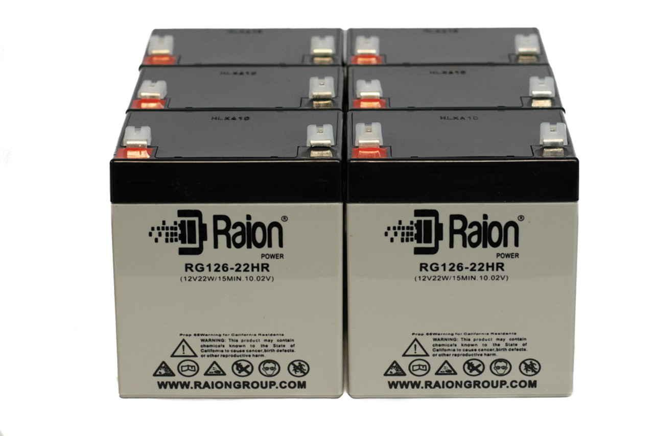 Raion Power RG126-22HR 12V 5.5Ah Replacement UPS Battery Cartridge for APC 911-1086A - 6 Pack