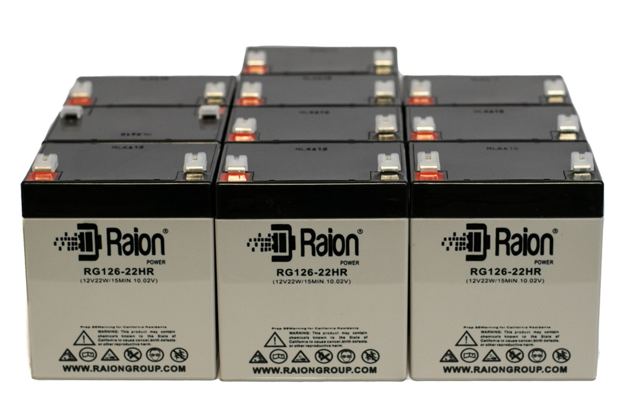 Raion Power RG126-22HR 12V 5.5Ah Replacement UPS Battery Cartridge for Powerware 5125-2400iRM - 10 Pack