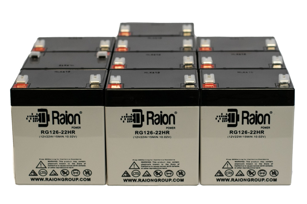 Raion Power RG126-22HR 12V 5.5Ah Replacement UPS Battery Cartridge for Powerware 103002750-5591 - 10 Pack
